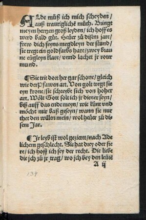 ALde muß ich mich scheyden/ || auß traurigliche muth.