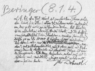 Brief an Josef August Beringer