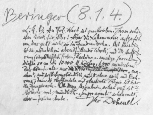 Brief an Josef August Beringer