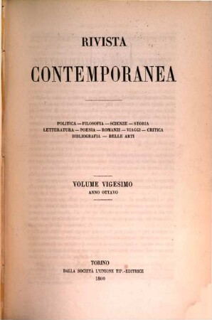 Rivista contemporanea. 20. 1860 = A. 8