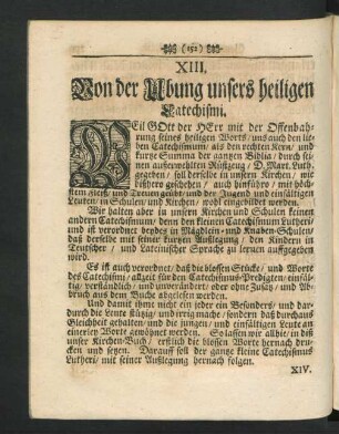 XIII. Von der Ubung unsers heiligen Catechismi