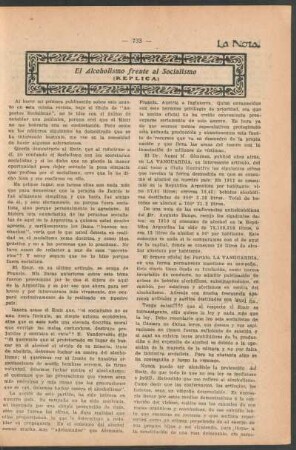 El alcoholismo frente al socialismo : (Replica)