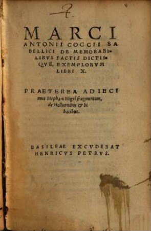 De memorabilibus factis dictisque exemplorum libri X
