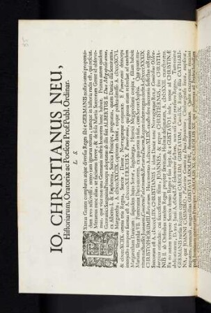 Io. Christianus Neu, Historiarum, Oratoriae ac Poeseos Prof. Publ. Ordinar. L. S.