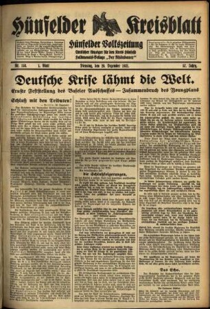 Erste Ausgabe vom Dienstag, den 29. Dezember 1931.