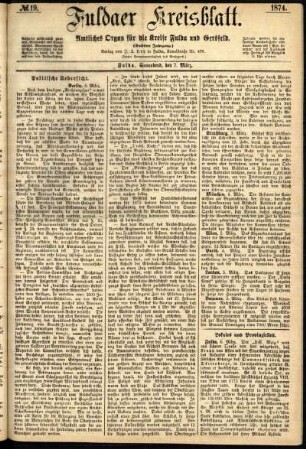 Ausgabe vom Samstag, den 07. März 1874.