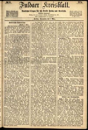 Ausgabe vom Samstag, den 07. März 1874.