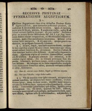 Recessus Pristinae Funerationis Aegyptiorum.
