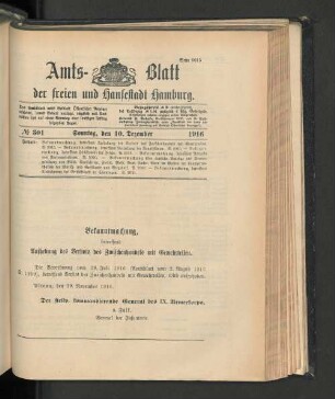 No. 301, 10. Dezember 1916