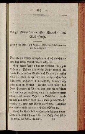 Einige Bemerkungen über Schaaf- und Woll-Zucht
