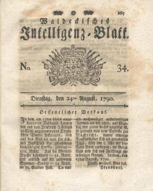 No. 34, Dienstag, den 24ten August, 1790