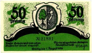 Geldschein / Notgeld, 50 Pfennig, 1.8.1920