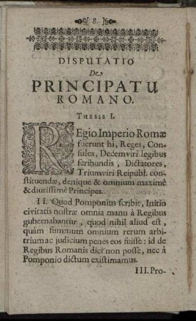 Disputatio De Principatu Romano