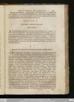 Sectio V. Explicatur quinum praeceptum.