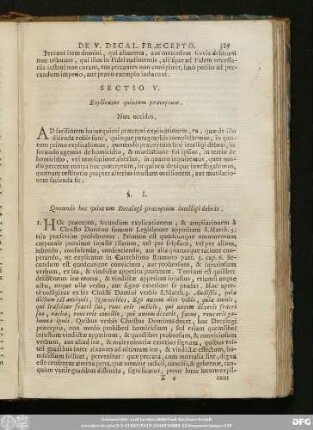 Sectio V. Explicatur quinum praeceptum.