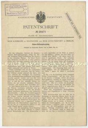 Patentschrift einer Klauen-Reibungskupplung, Patent-Nr. 28471