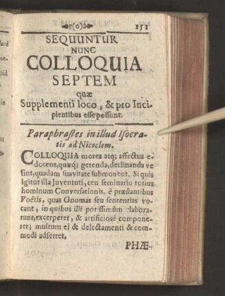 Sequuntur Nunc Colloquia Septem quae Supplementi loco ...