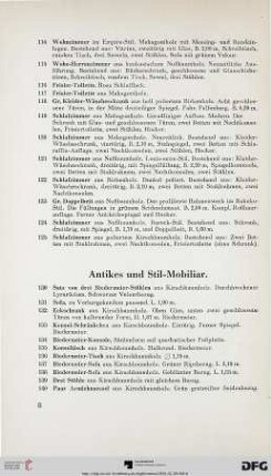 Antikes und Stil-Mobiliar (Nr. 130-244)