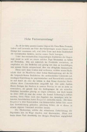 Hohe Festversammlung!