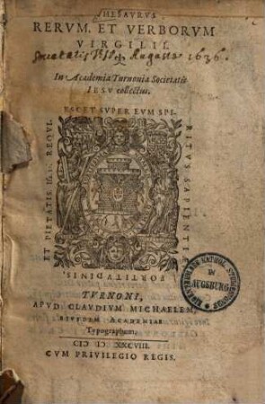 Thesaurus rerum et verborum Virgilii : in Academia Turnonia Soc. Iesu collectus