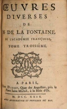 Oeuvres Diverses De M. De La Fontaine, De L'Academie Françoise, 3