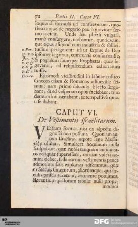 Caput VI. De Vestimentis Israëlitarum.