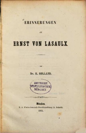Erinnerungen an Ernst von Lasaulx