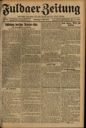 Ausgabe vom Samstag, den 06. Mai 1922.