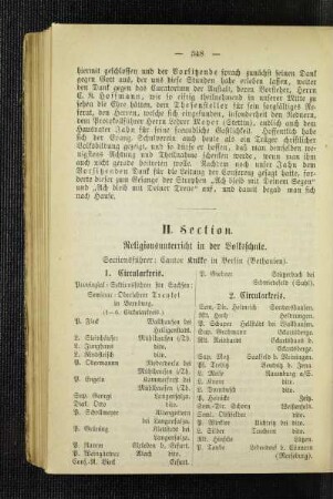 II. Section. Religionsunterricht in der Volksschule
