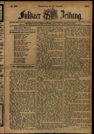Ausgabe vom Donnerstag, den 31. Dezember 1885.