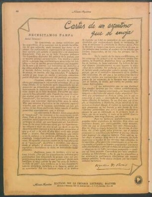 Cartas de un argentino que se enoja : Necesitamos pampa