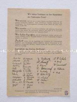 Propagandaflugblatt der FDJ zur Volkskammerwahl 1958