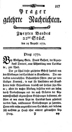 Zweyten Bandes 22tes Stück. den 25 Augusti 1772.