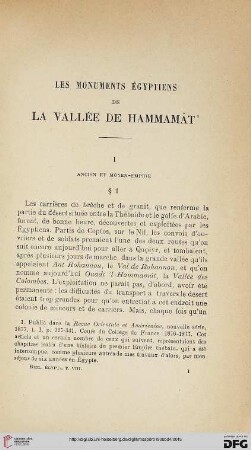 Les monuments égyptiens de la vallée de Hammamât