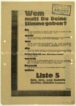 Aufruf der KPD zur sächsischen Landtagswahl 1929