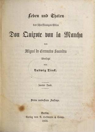 Leben und Thaten des scharfsinnigen Edlen Don Quixote von la Mancha, 2