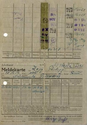 Meldekarte des Arbeitsamts