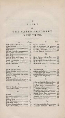 A table of the cases reported in this volume