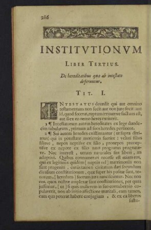 Liber tertius. De hereditatibus quae ab intestato deferuntur.