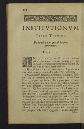Liber tertius. De hereditatibus quae ab intestato deferuntur.