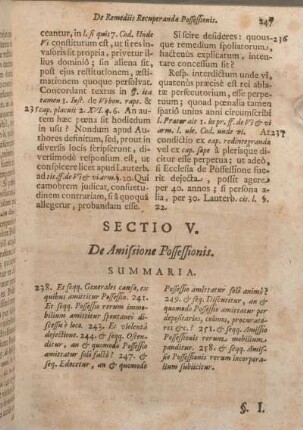Sectio V. De Amissione Possessionis.