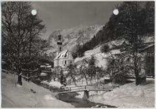 Winterlandschaft, Ramsau, Kirche und Reiteralpe