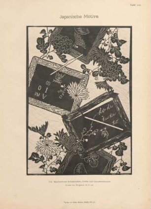 Tafel 100. 112. Beschriebene Schiefertafeln, Griffel und Chrysanthemum