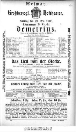 Goethes Epilog zum Lied von der Glocke