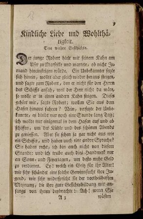 Kindliche Liebe und Wohlthätigkeit. Eine wahre Geschichte