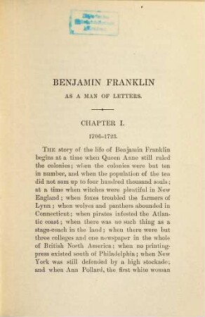 Benjamin Franklin as a man of letters