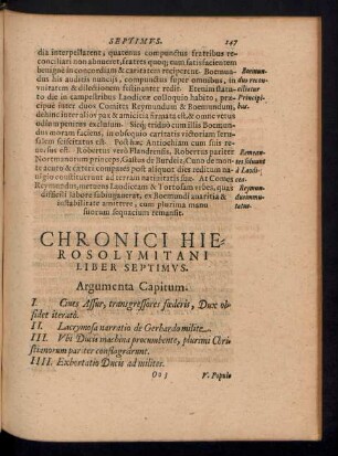 Chronici Hierosolymitani Liber Septimus.
