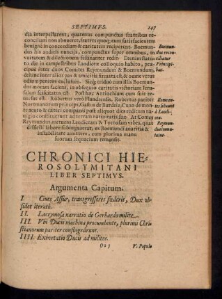 Chronici Hierosolymitani Liber Septimus.