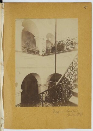 Landhaus, Passau: Innenansicht Treppenhaus (aus: Skizzen- und Fotoalbum 21)