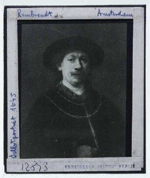 Rembrandt, Selbstbildnis mit Barett und zwei Ketten (Madrid Thyssen-B. 331 (1976.90))